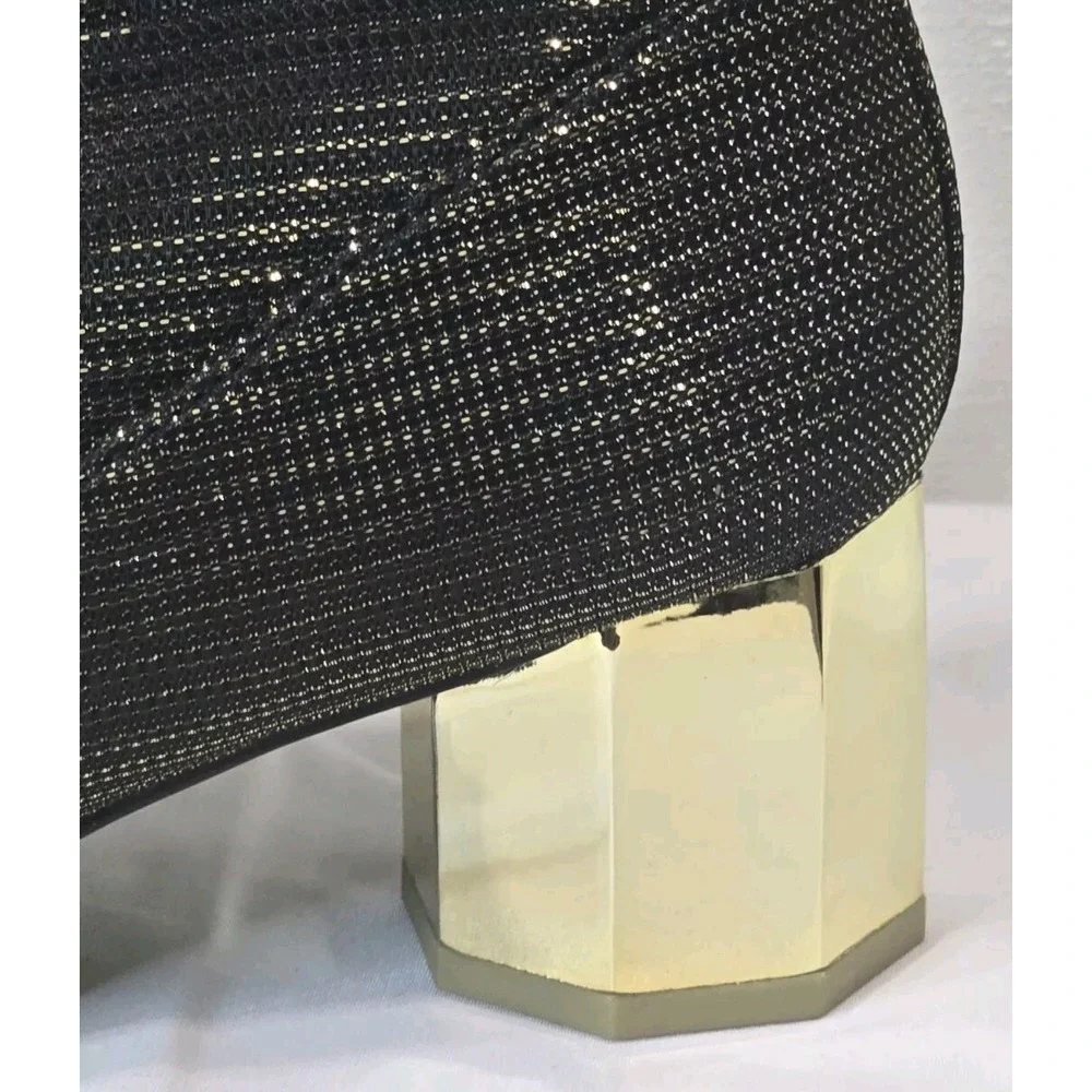 Katy Perry Block Heeled Ankle Boots The Daina Metallic Black SIZE‎ US 5 EU 35.5